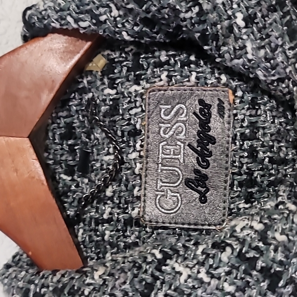 Guess Los Angeles Tweed Black, Gray & White Pea Coat Sz. M - Picture 5 of 10